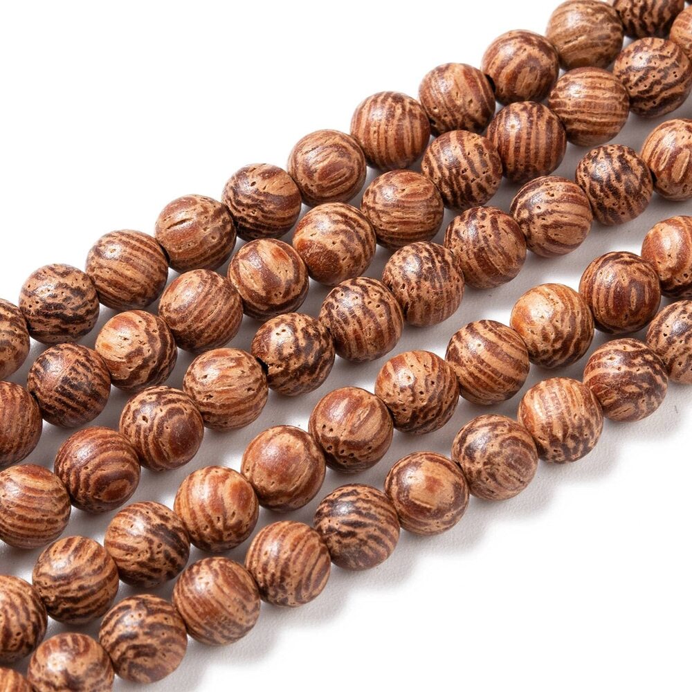 7309 5 Strands 6mm Natural Wood Beads Strands Brownish Red Round Polished